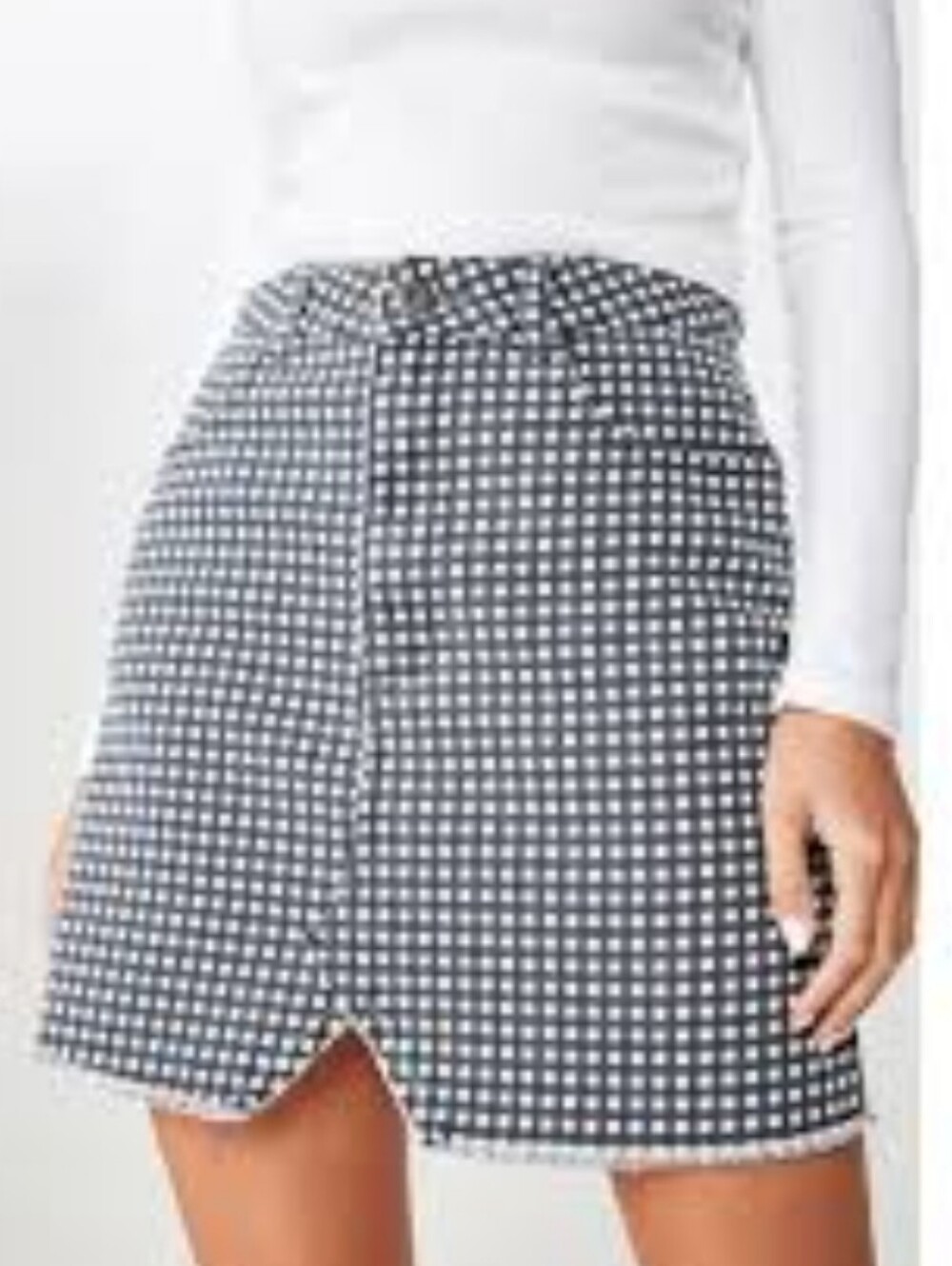 Cotton On Denim Navy and White Gingham A-line Mini Skirt